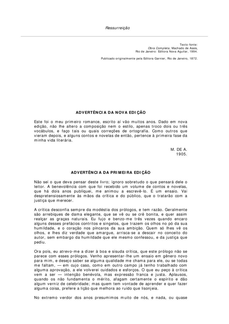 Ressureição – Machado de Assis