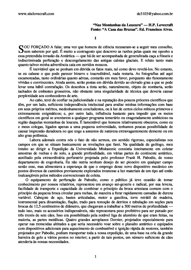 Nas Montanhas da Loucura – H.P. Lovecraft