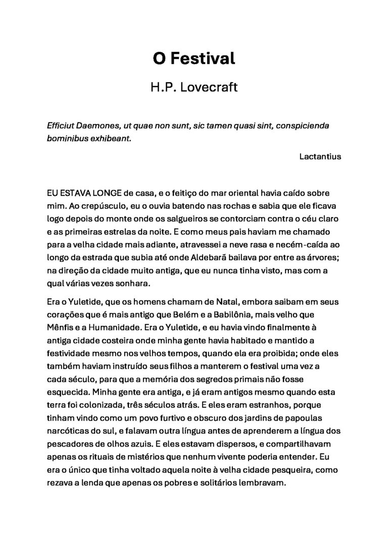 O Festival – H.P. Lovecraft