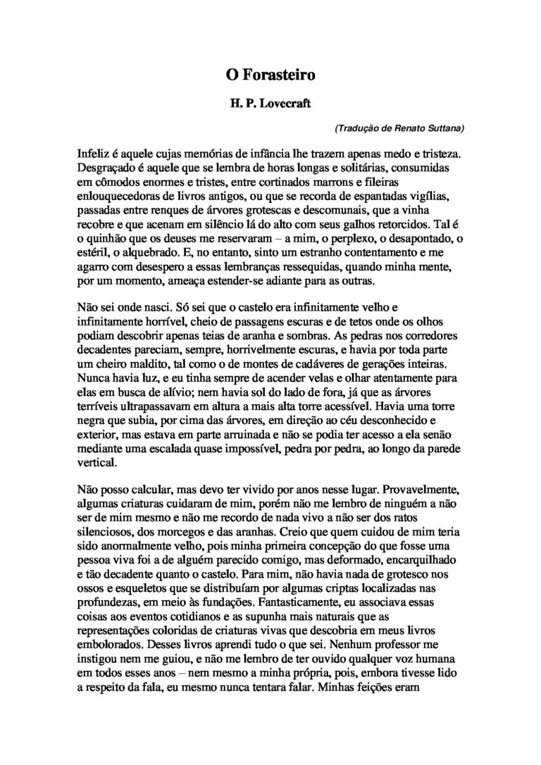O Forasteiro – H.P. Lovecraft