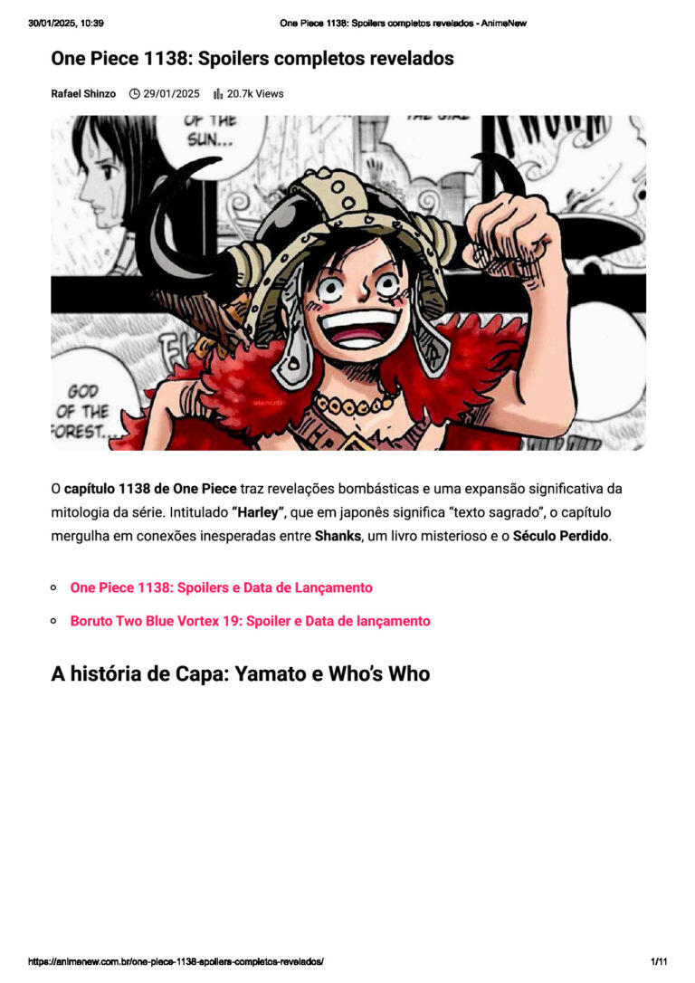One Piece 1138 – Spoilers Completos do Mangá