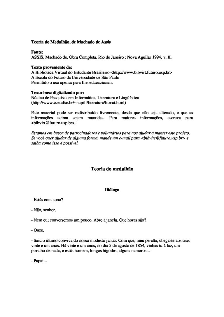 Teoria do Medalhão – Machado de Assis