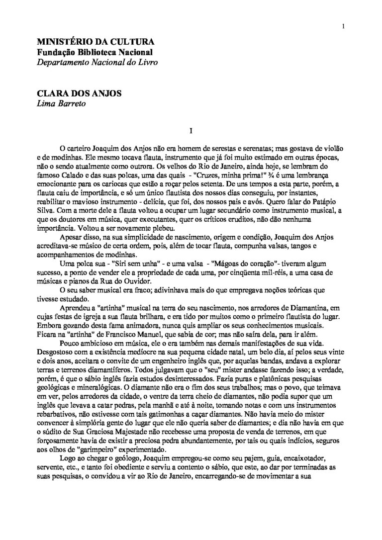 Clara Dos Anjos – Lima Barreto