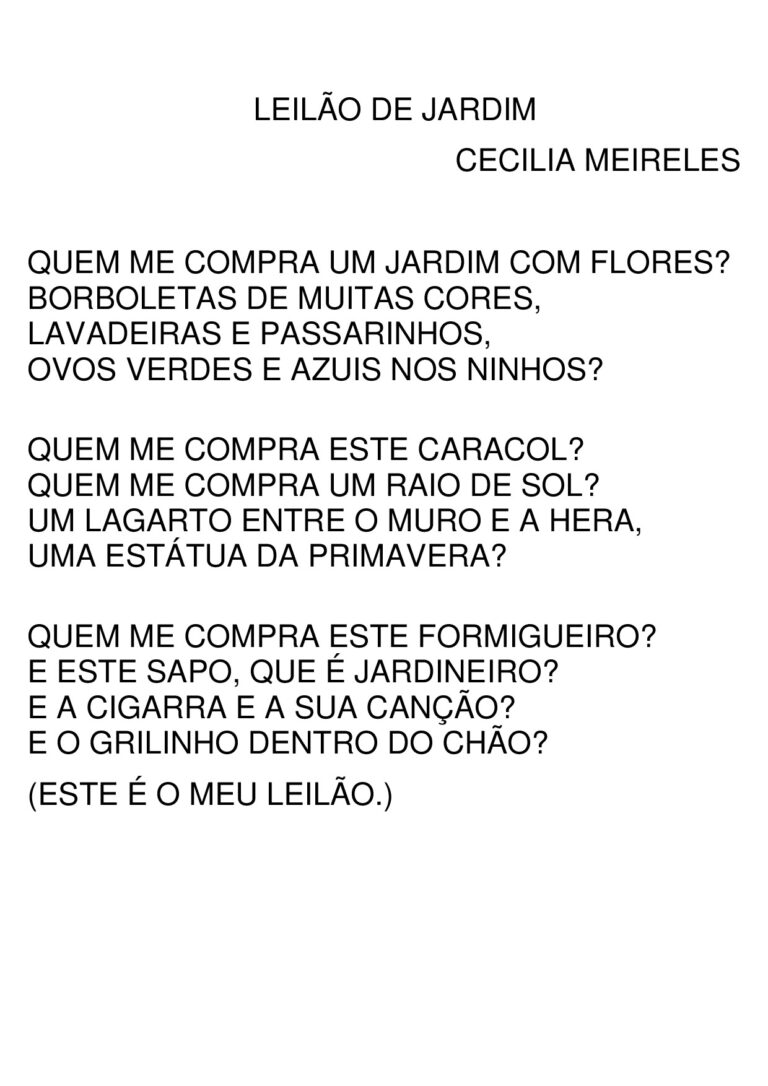 Leilão de Jardim – Cecília Meireles