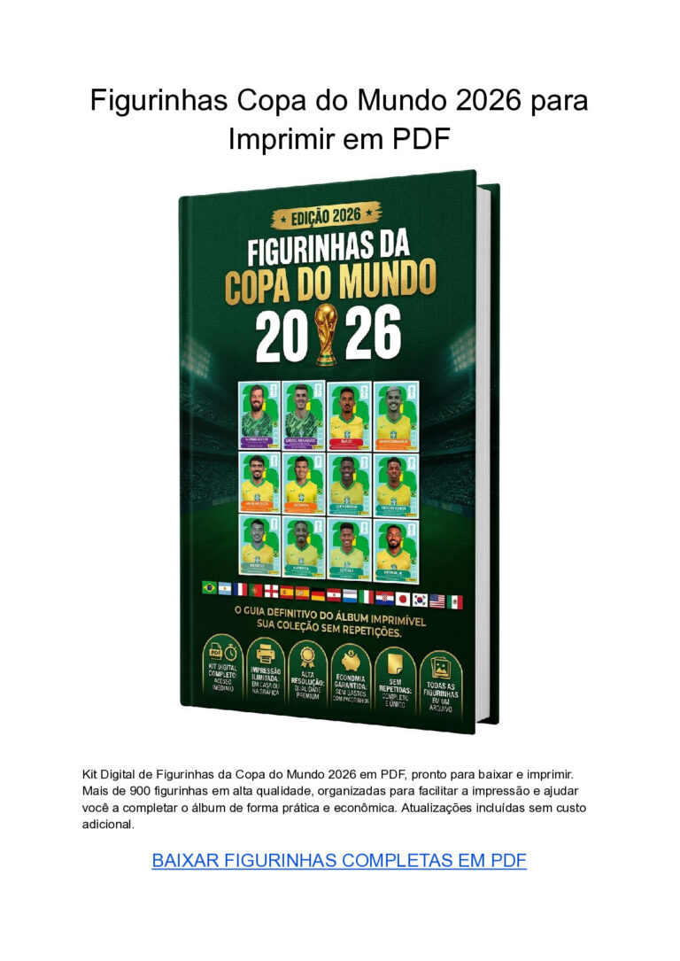 Figurinhas Copa do Mundo 2026 para Imprimir em PDF